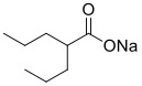 Chemical structure of valproic acid, sodium salt.
