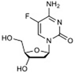 Chemical structure of 2'-Deoxy-5-fluorocytidine.