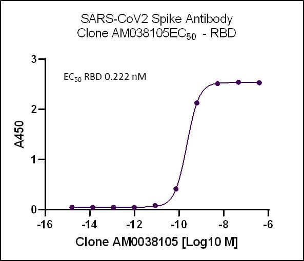 AbFlex SARS-CoV-2 Spike Antibody (rAb) (AM038105) tested by ELISA using SARS Spike protein RBD.