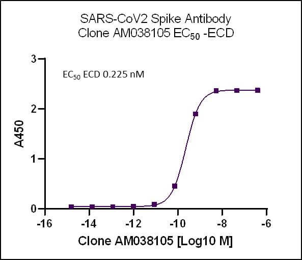 AbFlex SARS-CoV-2 Spike Antibody (rAb) (AM038105) tested by ELISA using SARS Spike protein ECD.