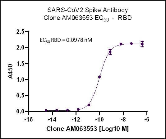 SARS-CoV-2 Spike Antibody (rAb) (AM063553) tested by ELISA.